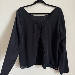Sezane silk Black Lace Blouse